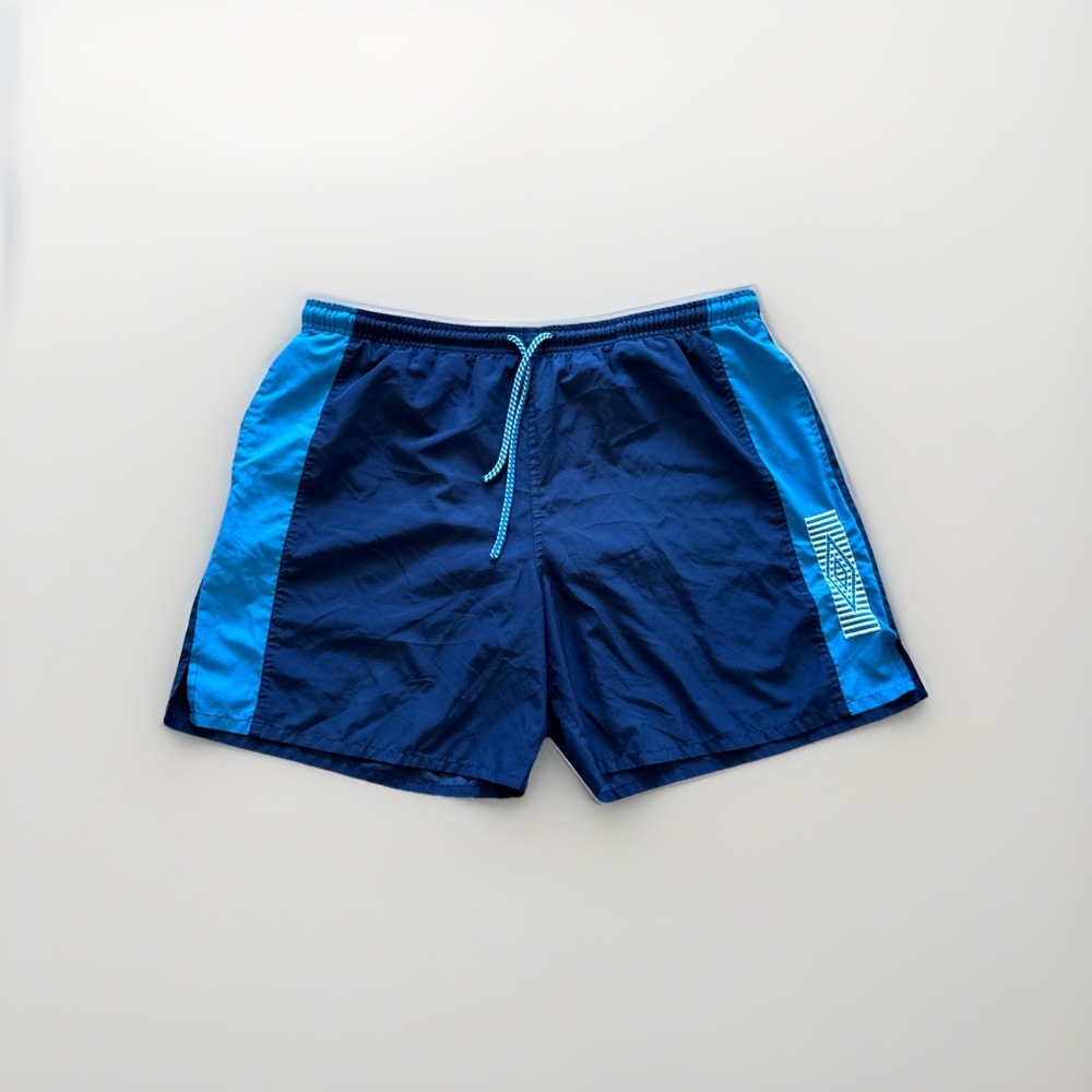 Umbro Swim Trunks Mens L Blue Soccer 90s Summer‎ Retro Vintage Shorts